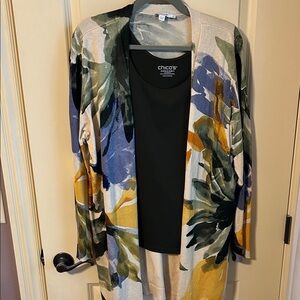 Chico's Vibrant Floral Women's Cardigan and Tank